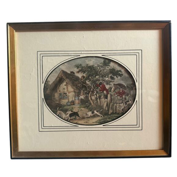 Pair 2 Vintage Antique George Morland Antique Fox Hunting Engravings - Picture 3 of 12